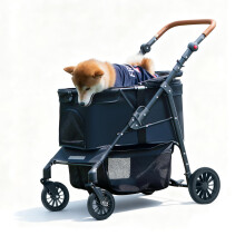 Dubbele Hondenwagen voor Kleine en Middelgrote Honden tot 50 lbs, Lichtgewicht Vouwbare Wielen