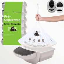 Robot de Arena para Gatos 4 y 3 Bolsas de Desecho, 180 Bolsas Automáticas para Caja de Arena 25.2 X 15.7 IN