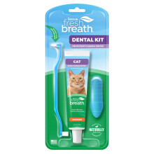 TropiClean Fresh Breath Katzenzahnbürste und Zahnpasta Set, Zahnreinigung & Atemerfrischer