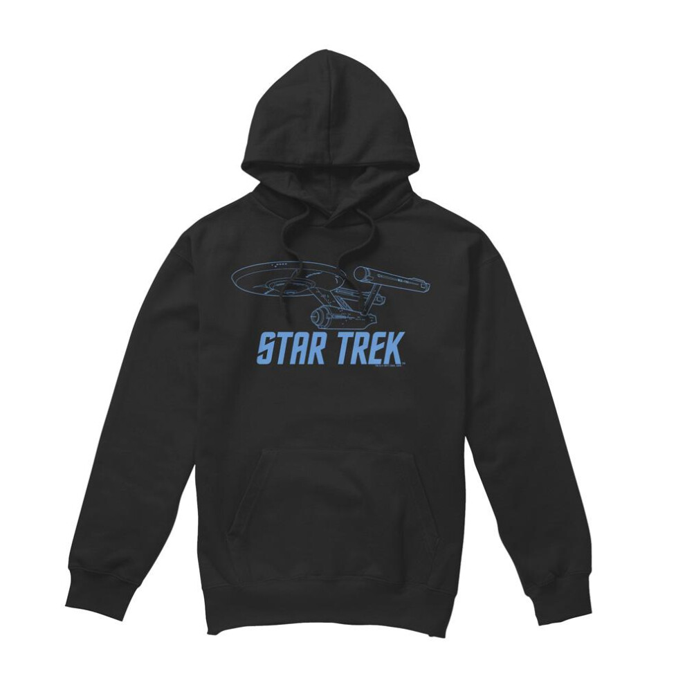 Star Trek (S, ) Mens Enterprise Outline Hoodie Black