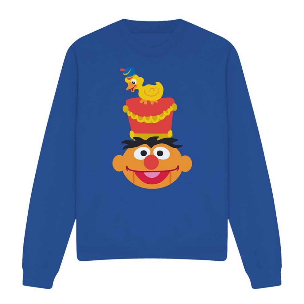 Sesame Street (L, Royal ) Unisex Adult Ernie Nutcracker Christmas Sweatshirt Blue