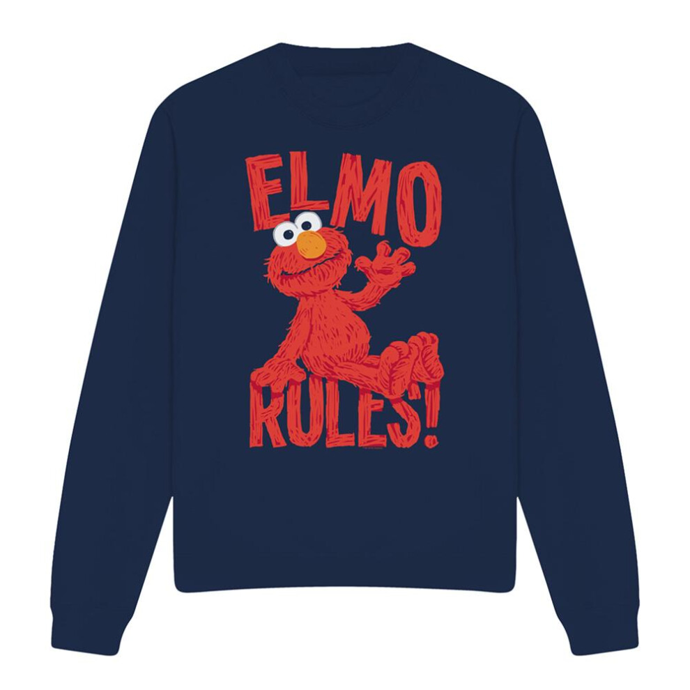 Sesame Street (M, Navy) Unisex Adult Rules Elmo Sweatshirt