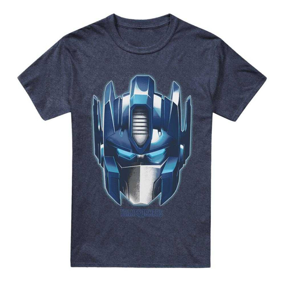 Transformers (L, Navy) Unisex Adult Generations Optimus Prime Face T-Shirt