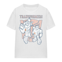 (L, White) Transformers Womens/Ladies Generations Optimus Prime & Bumblebee Collegiate T-Shirt