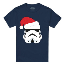 (XL, Navy) Star Wars Unisex Adult Stormtrooper Santa Hat Christmas T-Shirt