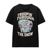 (L, Black) Star Wars Womens/Ladies Troopin' Through The Snow Retro T-Shirt