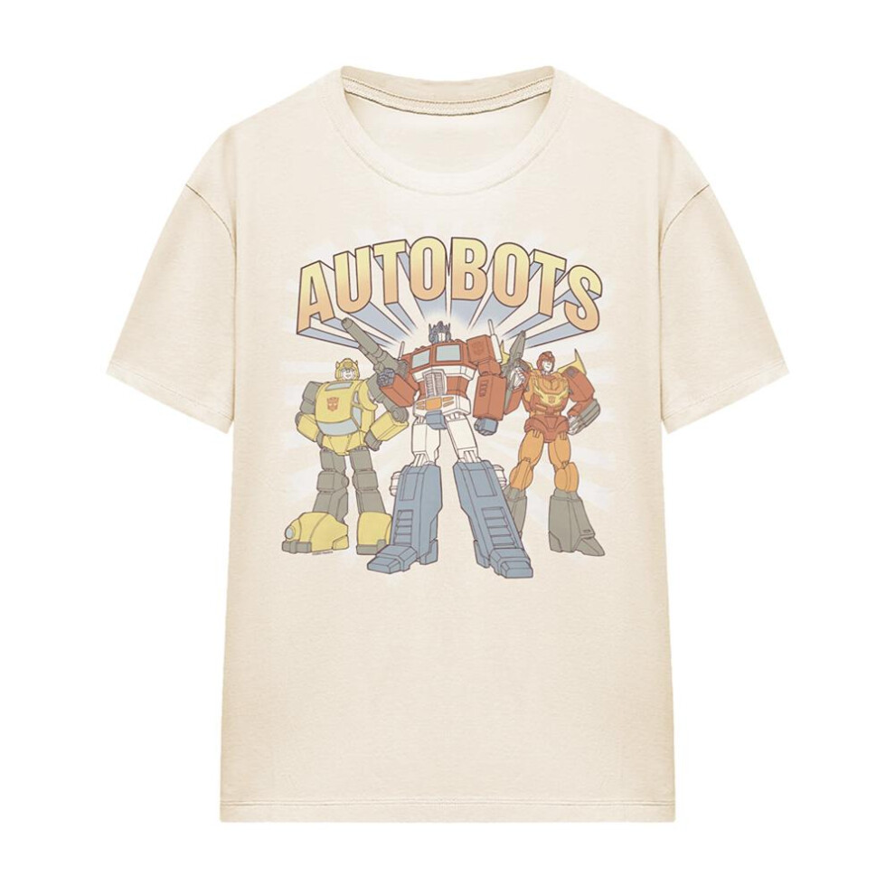 Transformers (S, Natural) Womens/Ladies Generations 1 Heroes Autobots Vintage T-Shirt Multicoloured