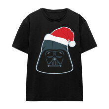 (M, Black) Star Wars Womens/Ladies Darth Vader Santa Hat Christmas T-Shirt