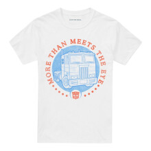 (M, White) Transformers Unisex Adult More Than Meets The Eye Optimus Prime Truck T-Shirt