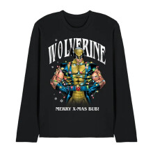 (M, Black) Marvel Womens/Ladies Merry Xmas Bub! Wolverine Long-Sleeved T-Shirt