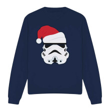 (M, Navy) Star Wars Unisex Adult Stormtrooper Santa Hat Christmas Sweatshirt