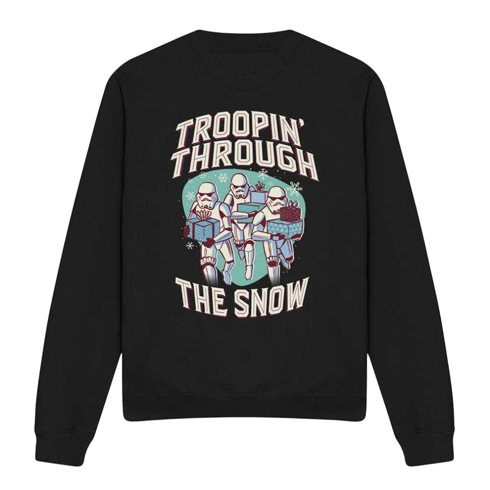 Star Wars (Xxl, ) Unisex Adult Troopin' Through The Snow Sweatshirt Black