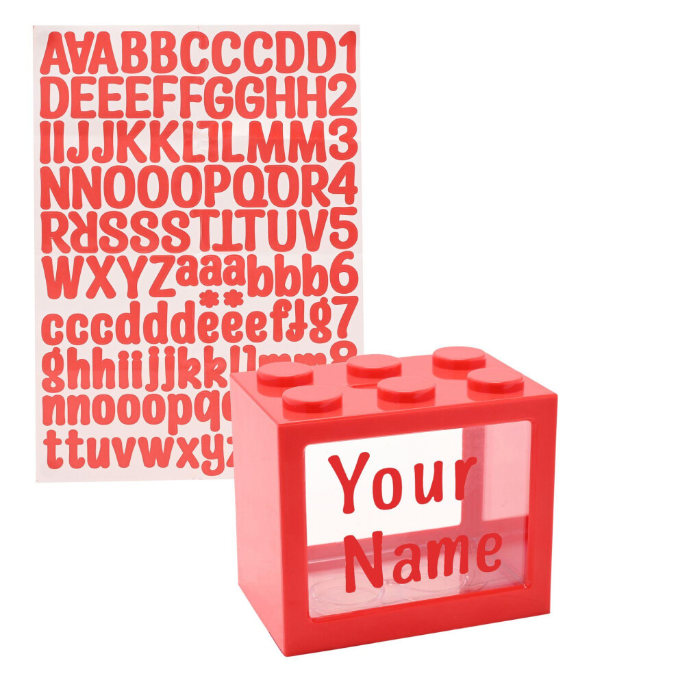 Celebrations (One Size, Red) Bank Blox Personalisable Alphabet Money Pot Set