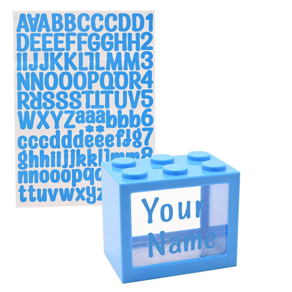 Celebrations (One Size, Blue) Bank Blox Personalisable Alphabet Money Pot Set