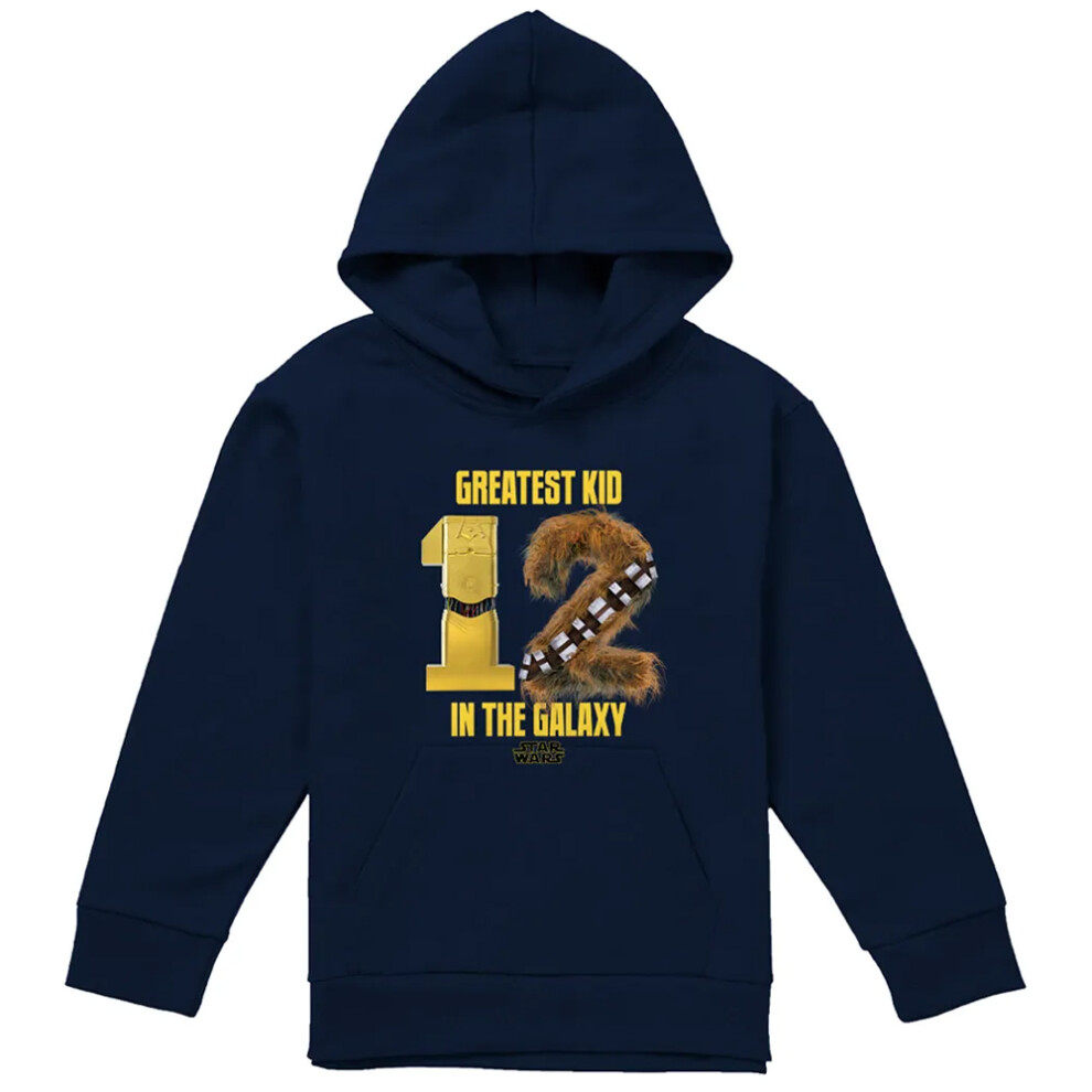 Star Wars (12-13 Years, Navy) Childrens/Kids Greatest Kid C-3Po & Chewbacca Hoodie Blue,Multicoloured
