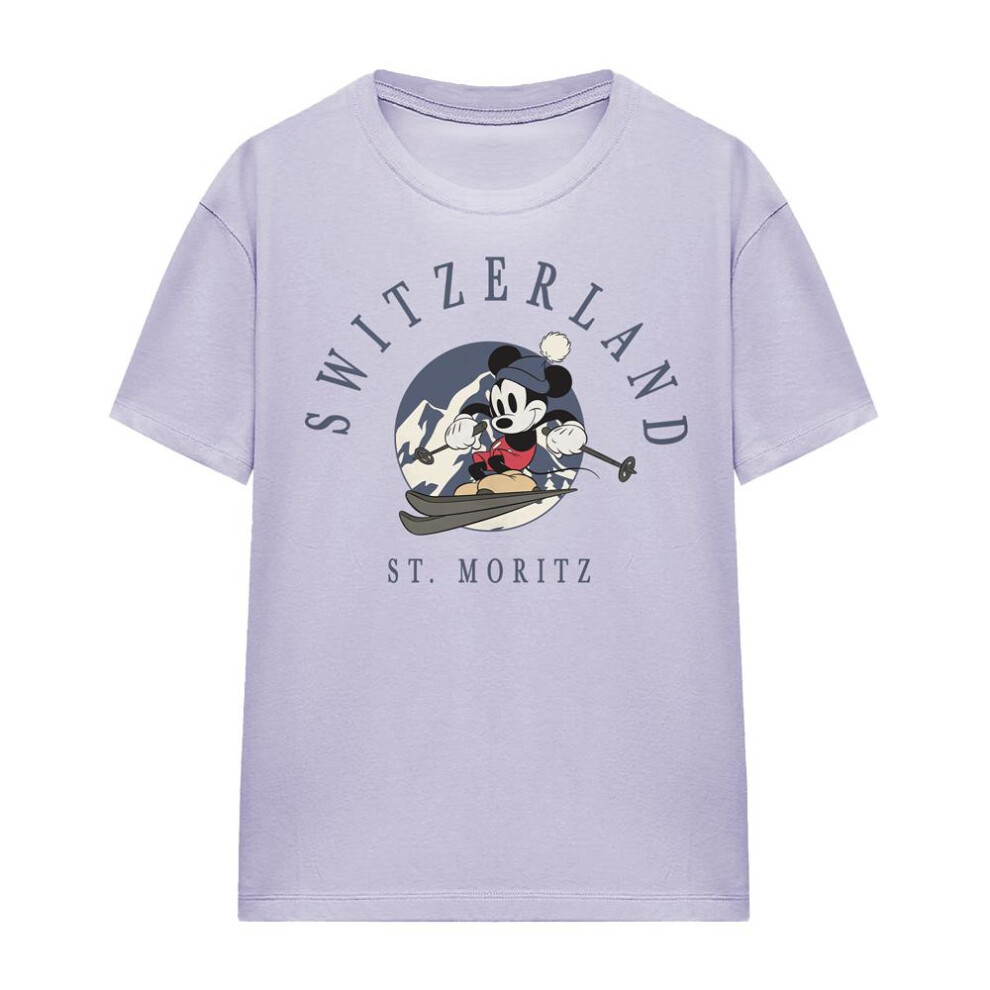 Disney (Xxl, Lavender) Womens/Ladies Switzerland Mickey Mouse T-Shirt Purple,Multicoloured