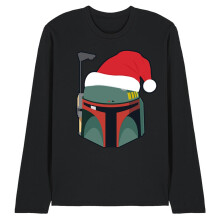 (L, Black) Star Wars Unisex Adult Boba Fett Santa Hat Long-Sleeved T-Shirt
