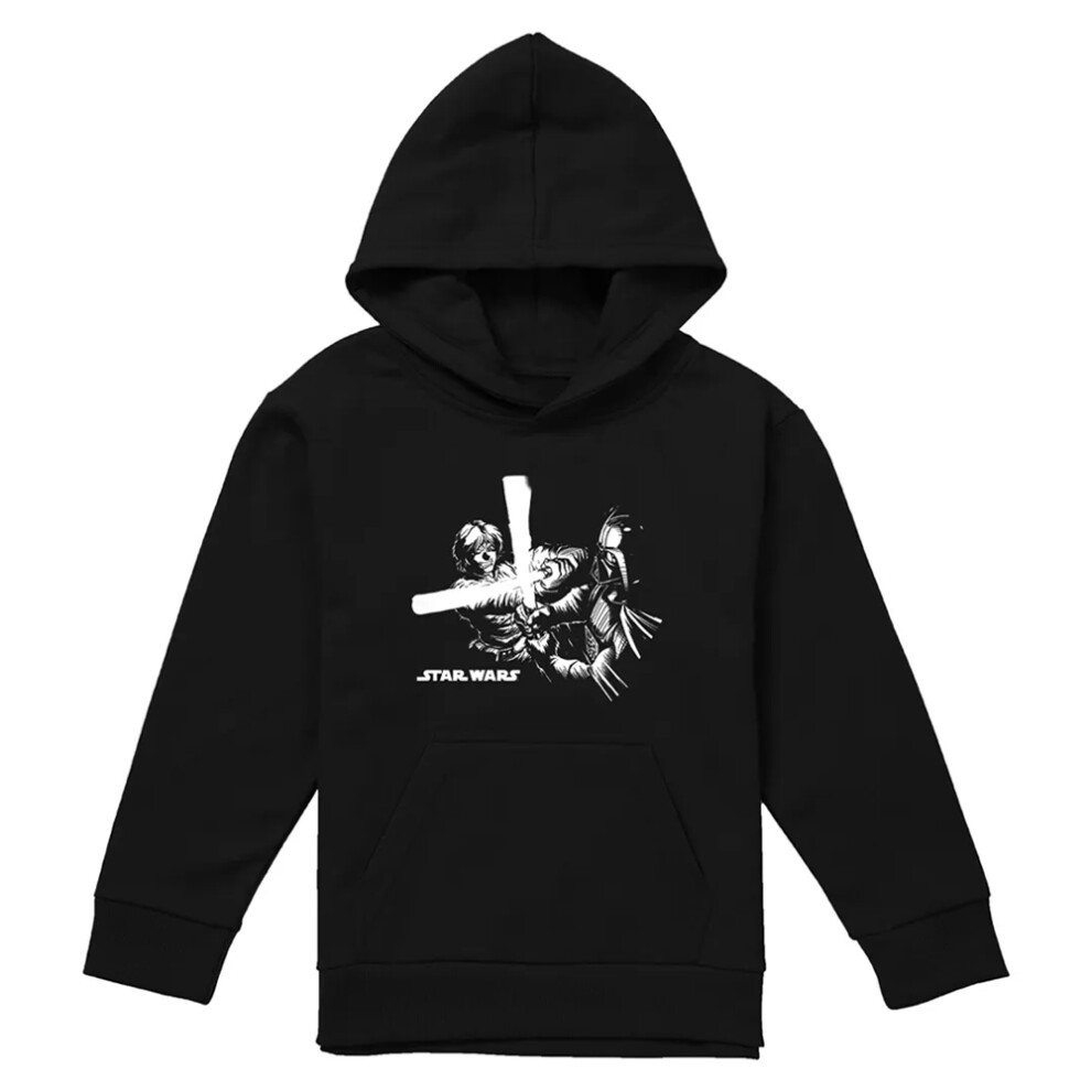 Star Wars (7-8 Years, ) Childrens/Kids Lightsaber Fight Manga Hoodie Black