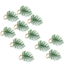 Monstera Napkin Rings Set of 10, Faux Tree Napkin Ring, Green Leaf Serviette Buckles Holder for Table Setting