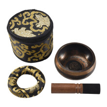 Tibetisches Klang Schalen Set mit Neuem, in Nepal Handgefertigtem, Zweiseitigem Stroker Kissen für Meditation, Heilung und Achtsamkeit