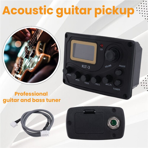 4 Band EQ Equalizer KLT-3 Akustisk Gitarr Bas EQ FöRföRstäRkare med Digital Tuner Gitarr Pickup 2