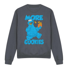 (S, Charcoal) Sesame Street Unisex Adult More Cookies Sweatshirt