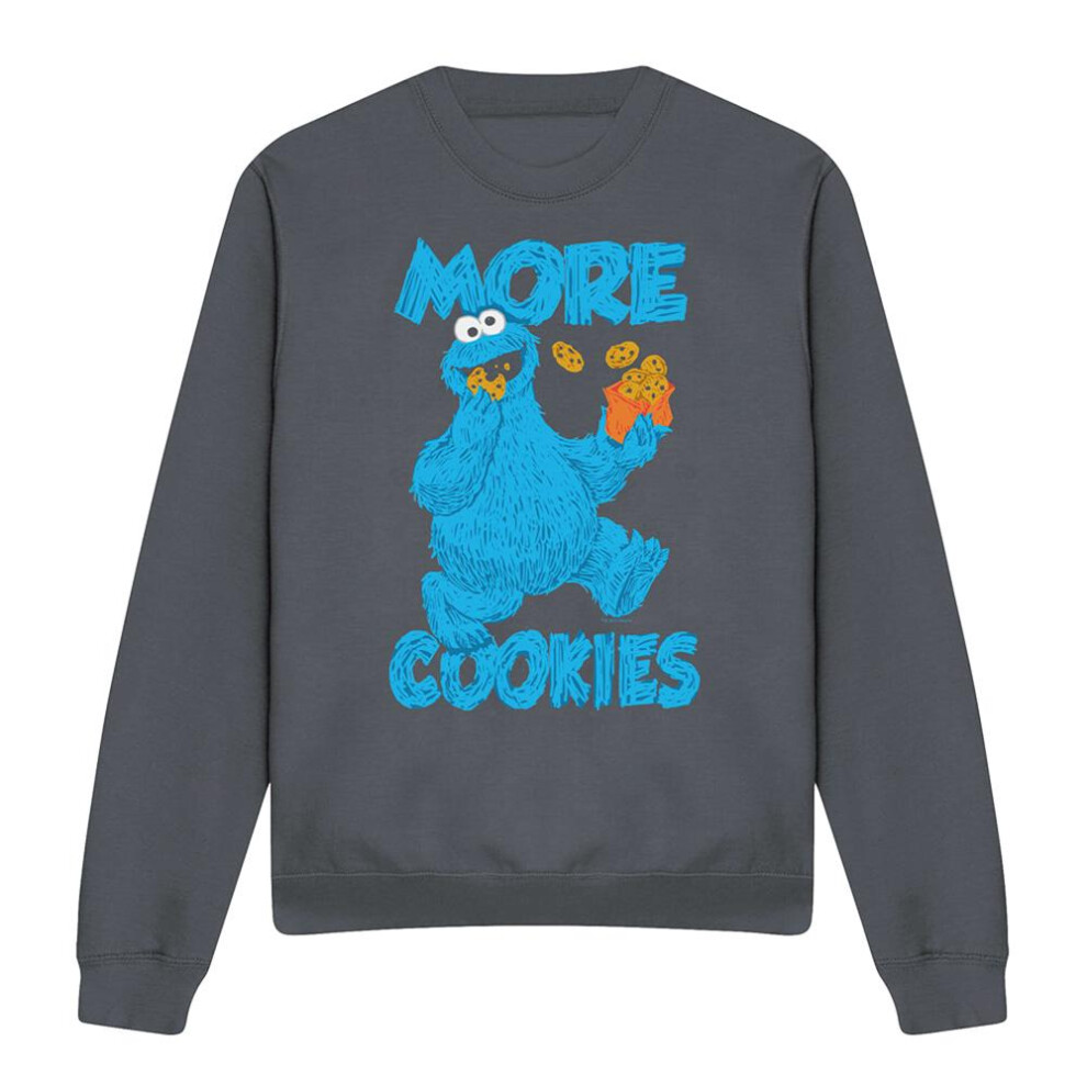 Sesame Street (S, Charcoal) Unisex Adult More Cookies Sweatshirt Multicoloured