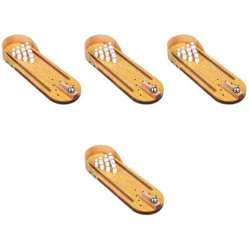 4Sets Kompaktes Mini Bowling Set Holz Indoor Bowling Spiele 1