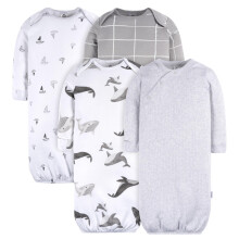Gerber Baby Jongens en Meisjes 4-Pack Slaap Gown, Grijs Kust, 0-3 Maanden