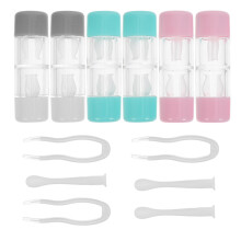 3Ensembles Étui Lentilles Mini Portable Assorti Avec Kit De Nettoyage