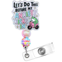 Anxiety Frog Beaded Badge Reel Halter ID Clip Lanyard Lustig Humor Schöner Lehrer Arzt