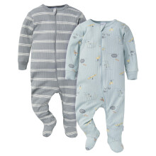 Gerber Baby Unisex 2-Pack 2-Way Zip Textured Sleep 'N Play, Parco giochi, 6-9 mesi