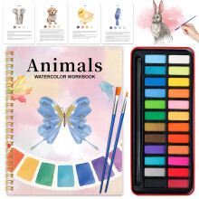 Aquarell-Arbeitsbuch - Malbuch für Anfänger, Aquarell-Set für Erwachsene mit 24 Farben, Erkundungsgeschenk für Erwachsene