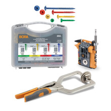 BORA Automatic Mini Pocket Hole Jig Kit with 3 Inch Face Clamp and 350 pc Screw Set for Woodworking Compact All-in-One Self Adjusting Woodworking Join