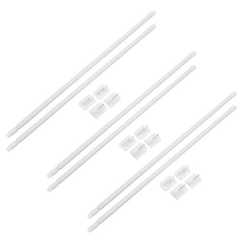6Pcs White Plastic Bathroom Curtain Rods Adjustable for Shower