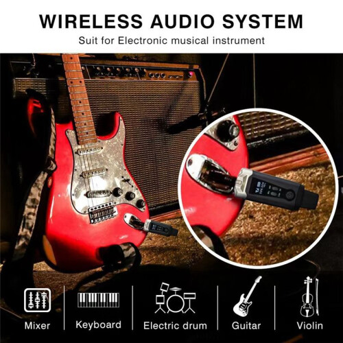 Wireless Microphone Transmitter Receiver System with Wired to Wireless Adapter for Condenser 5V/ Dynamic 48V Universal 2