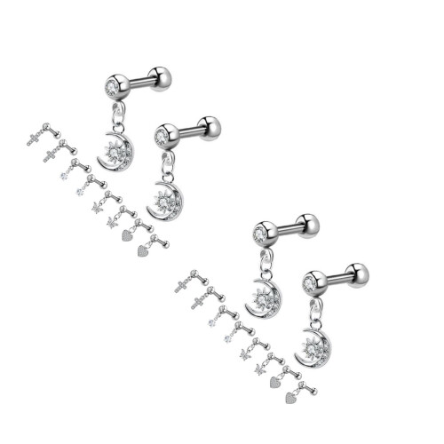 20Pièces Ensemble Boucles Acier Variées Croissant Étoile 2