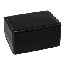 2Pcs Wooden Watch Packing Box Black PU Jewelry Display Case