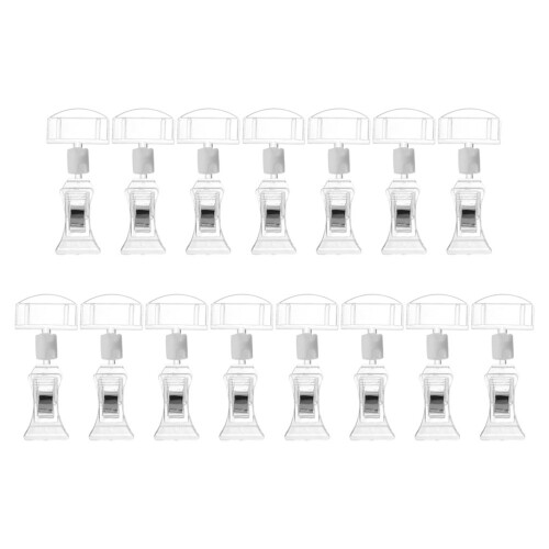 42Pcs Clear Double Sided Sign Clips Adjustable Rotatable Label Holders 1