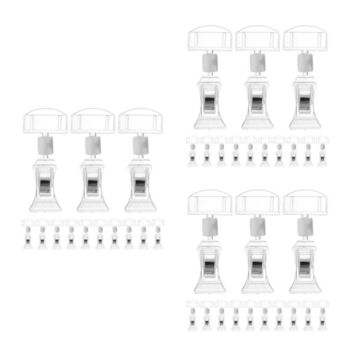 42Pcs Clear Double Sided Sign Clips Adjustable Rotatable Label Holders 2