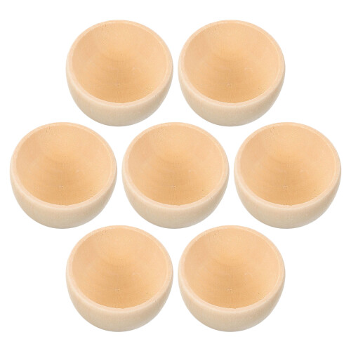 35Pièces Bols Bois Miniatures Beige Non Peints Pour DIY