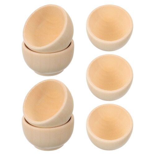35Pièces Bols Bois Miniatures Beige Non Peints Pour DIY 2