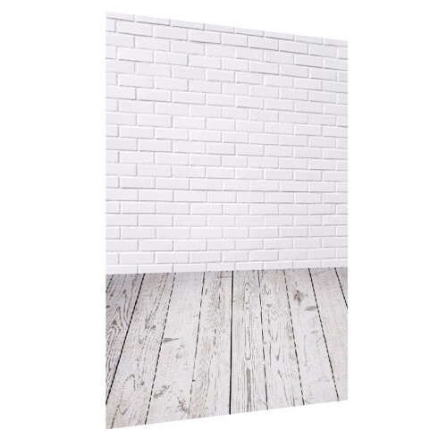 2Pcs White Brick Wall Scene Photography Backdrop Cloth Durable Decor