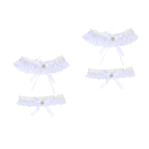 2Pairs Classic White Lace Bowknot Thigh Ring Wedding Leg Loop 2