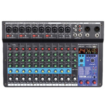 TEYUN 12 Kanäle Professionelle Tragbare Audioschnittstelle Soundkartenkonsole USB-MISCHER für Gitarrenaufnahmestudio EU-Stecker