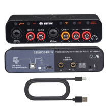 TEYUN Q-26 USB Audio Interface Sound Card with Electric Guitar Live Recording USB External Sound Card for Studio