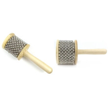 Wooden Hand Kabasa with Stainless Steel, Hand Cranked Percussion Instrument with Metal Beads for Adult Band Music