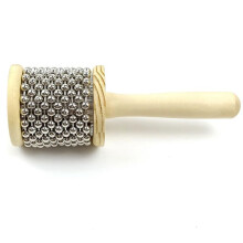 Kabasa de Mano de Madera de 13,5 cm de Diámetro, Instrumento de Percusión de Manivela con Cuentas de Metal para Educación Musical de Banda para
