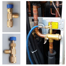 R410 AC-Ventil 1/4 Zoll Einfüllverbindung A/C Kältemittelventil Klimaanlage Reparatur und Fluorid-Sicherheitsadapter C