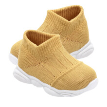 1Paire Chaussures Bébé Anti-Dérapantes Jaunes Respirantes Prewalker